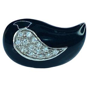 SOHO Diamond, Enamel, White Gold ring 14.7g s6.25 JR8126